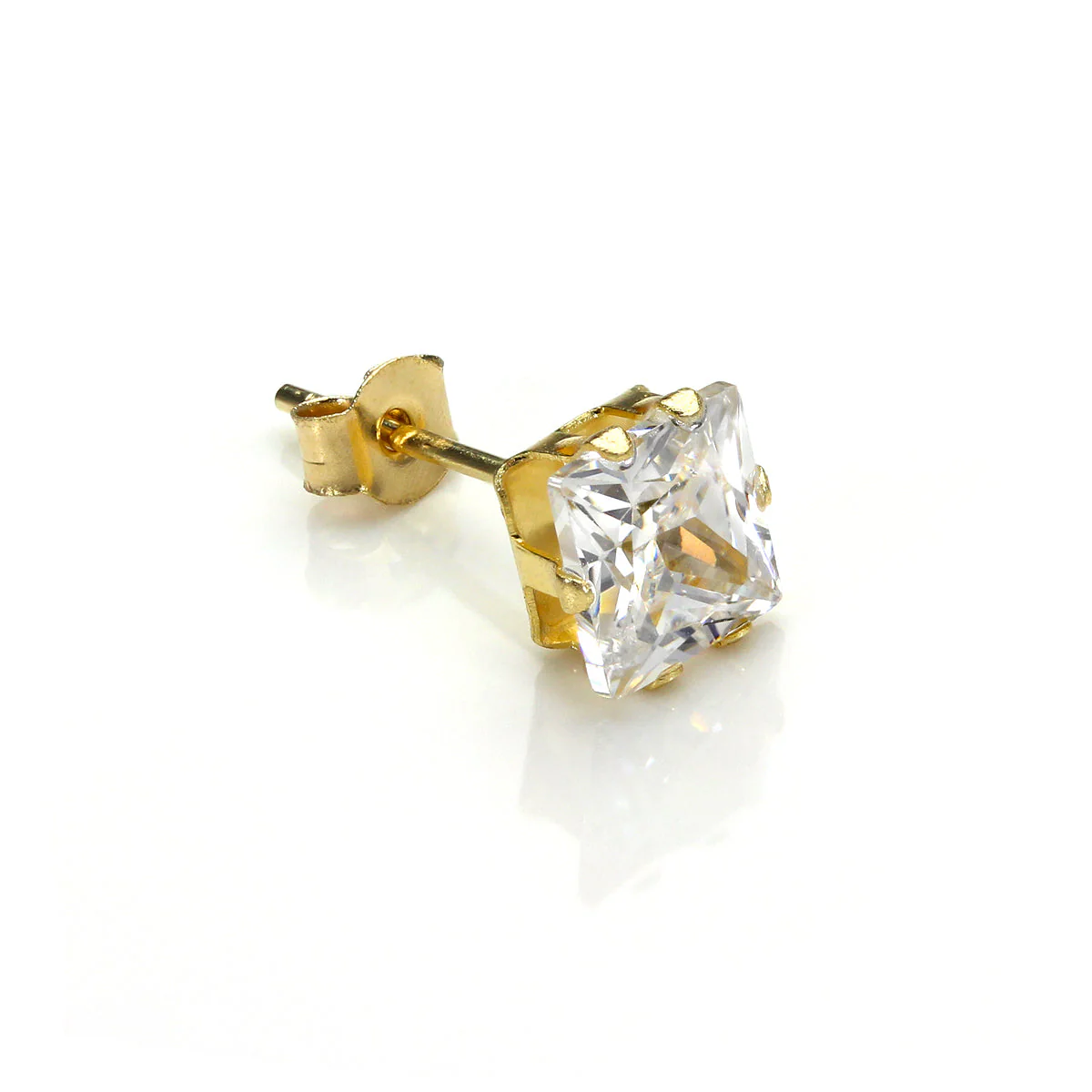 Gold Clear CZ 5mm Square