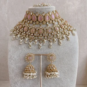 bridal-necklace-set-pink-and-golden